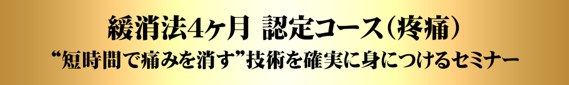 緩消法４ヶ月 認定コース（疼痛）“痛みをその場で改善できる”方法を学べるセミナー