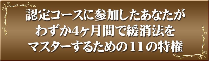 コースに参加したあなたがわずか4ヶ月間で緩消法をマスターするための11の特権